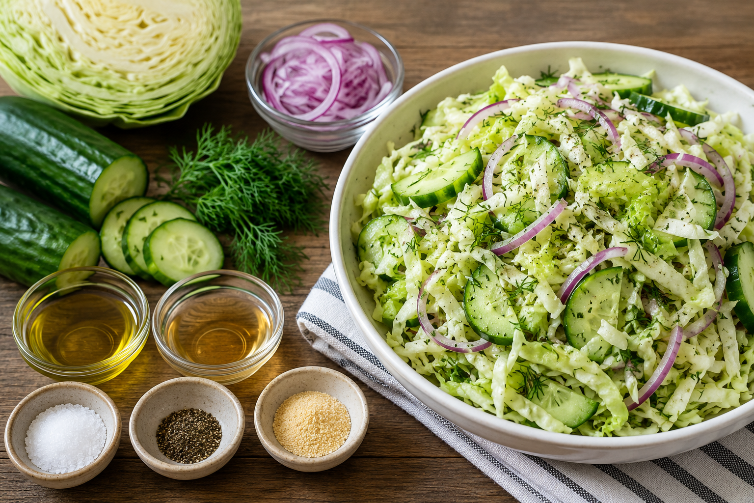 Cabbage Cucumber Salad: 9 Simple Ingredients – Refreshing Lightweight Salad